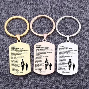 Mom's Graduation Gift- To My Amazing Son Keychain Dog Tag Pendant