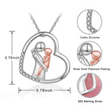 Mom Hugged Child Zircon Pendant Necklace 925 Sterling Silver