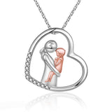 Mom Hugged Child Zircon Pendant Necklace 925 Sterling Silver