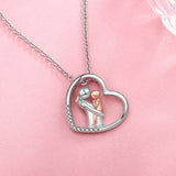 Mom Hugged Child Zircon Pendant Necklace 925 Sterling Silver