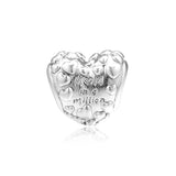 Mom In A Million Heart Charm 925 Sterling Silver Bead for Bracelets
