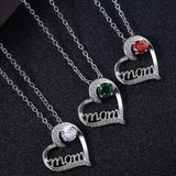 Mom Necklace with 3 Colour Crystal Charm Pendant Necklace for Women Jewelry