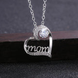 Mom Necklace with 3 Colour Crystal Charm Pendant Necklace for Women Jewelry