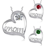 Mom Necklace with 3 Colour Crystal Charm Pendant Necklace for Women Jewelry