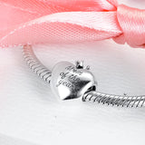 Mom Of The Year Heart Charm 925 Sterling Silver Bead Fits Europe Bracelet