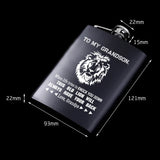 Engraved Stainless Steel Hip Flask & Wooden Watch Set