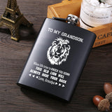 Engraved Stainless Steel Hip Flask & Wooden Watch Set