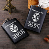Engraved Stainless Steel Hip Flask & Wooden Watch Set