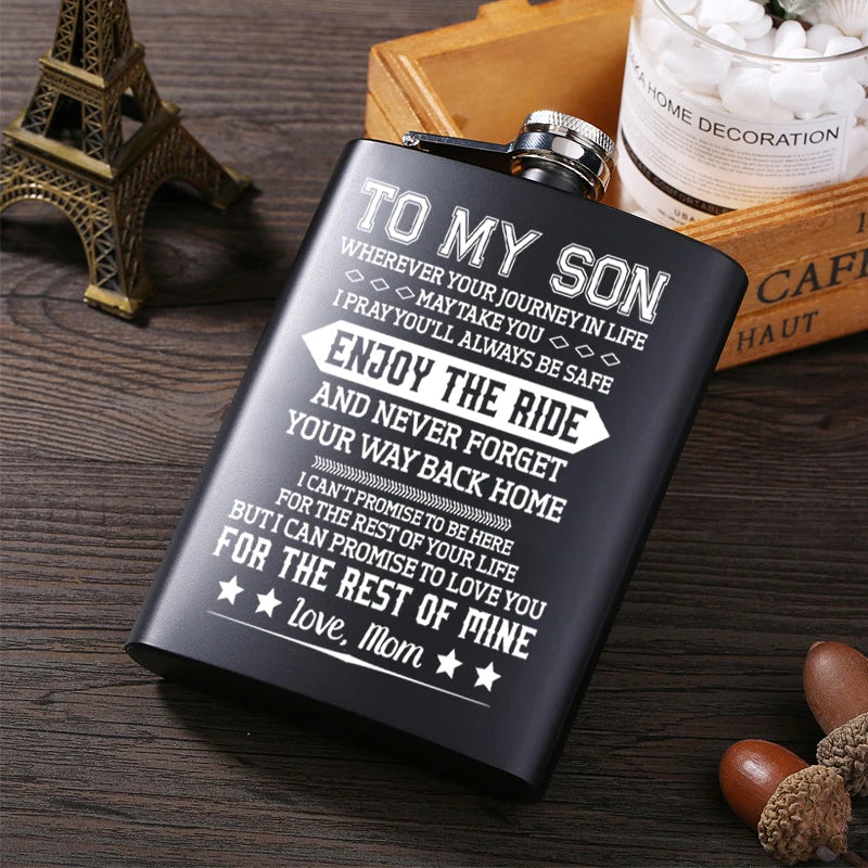Mom To My Son Hip Flask Stainless Steel Personalized Flask Guevara
