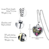'Mom in Heart' Cremation Urn Pendant Birthstone Crystal Ashes Urn Necklace