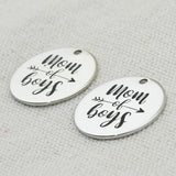 Mom of Boys Charm Pendant, Miracle Engraved, Boho Jewelry, Family Gift
