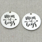 Mom of Boys Charm Pendant, Miracle Engraved, Boho Jewelry, Family Gift
