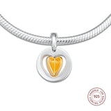 Mom's Heart Dangle Charms 925 Silver Beads for Bracelets DIY