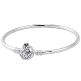 Castle Padlock Heart Clasp Bangle 925 Sterling Silver Bracelet