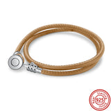Moments 925 Silver Double Wrap Barrel Clasp Snake Chain Pantora Bracelet