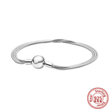 Moments 925 Silver Double Wrap Barrel Clasp Snake Chain Pantora Bracelet