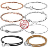 Moments 925 Silver Double Wrap Barrel Clasp Snake Chain Pantora Bracelet