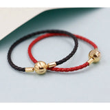 Red Woven Leather Bracelet with 925 Silver Clasp