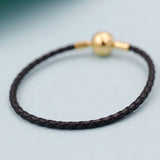 Red Woven Leather Bracelet with 925 Silver Clasp