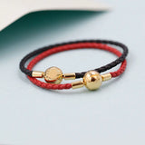 Red Woven Leather Bracelet with 925 Silver Clasp