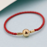 Red Woven Leather Bracelet with 925 Silver Clasp