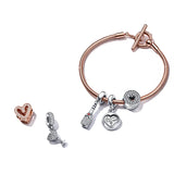 Bright Clasp Crystal Bracelet S925 Sterling Silver Bangle Women DIY Jewelry