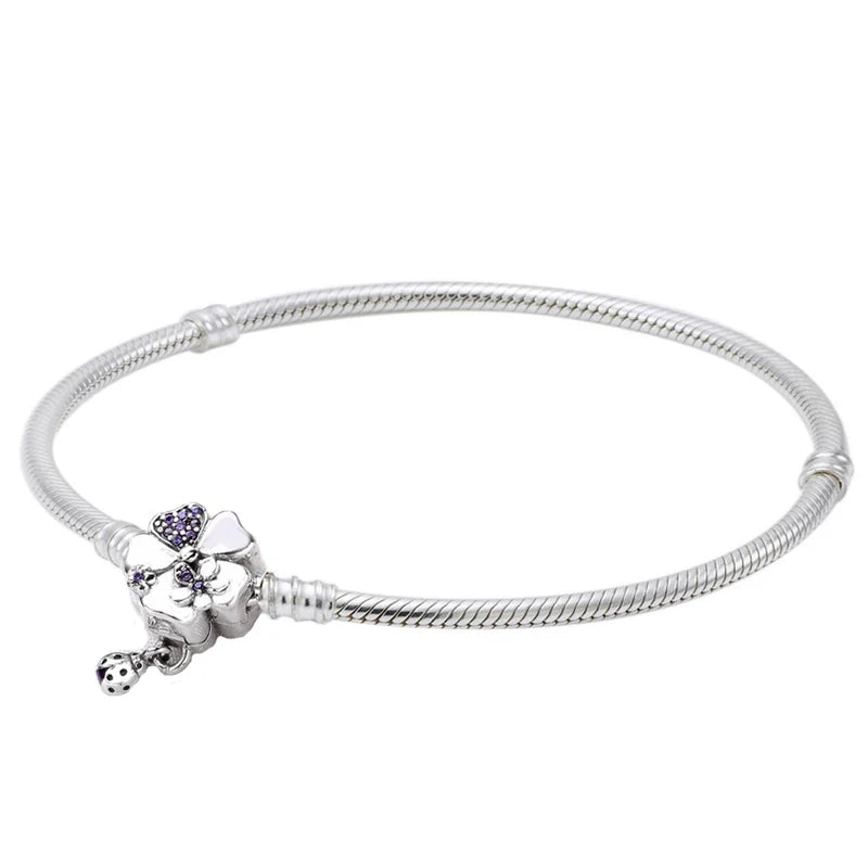 Butterfly Wildflower Meadow Floral Star Clasp Bracelet 925 Sterling Silver