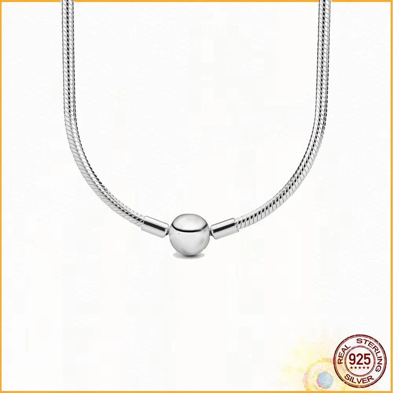 Moments Chain Necklace 925 Sterling Silver DIY Jewelry Women's Boutique