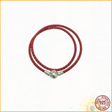 Moments Double Red Leather Bracelet for Charm DIY Bracelet Jewelry Women