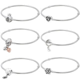 Family Tree Heart Leaves Clasp Bracelet 925 Sterling Silver Bangle
