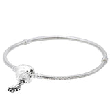 Family Tree Heart Leaves Clasp Bracelet 925 Sterling Silver Bangle