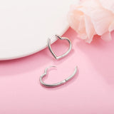 Heart Charm Hoop Earrings Sterling Silver Jewelry Gift