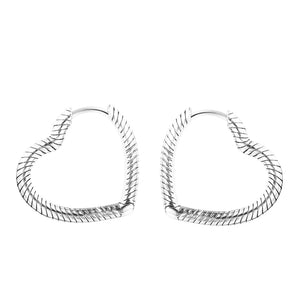 Heart Charm Hoop Earrings Sterling Silver Jewelry Gift
