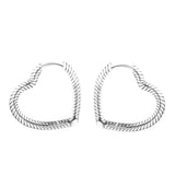 Heart Charm Hoop Earrings Sterling Silver Jewelry Gift