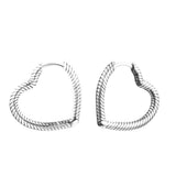 Heart Charm Hoop Earrings Sterling Silver Jewelry Gift