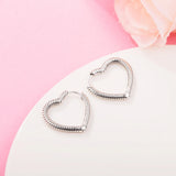 Heart Charm Hoop Earrings Sterling Silver Jewelry Gift
