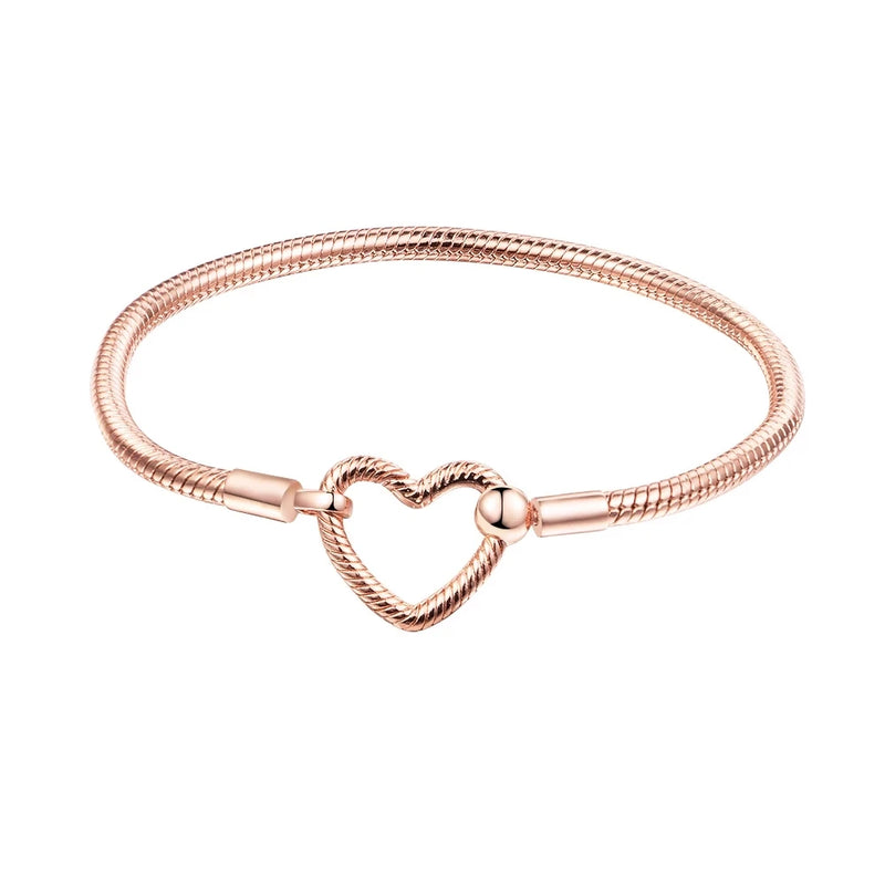 Heart Closure Snake Chain Bracelet for Women DIY Jewelry