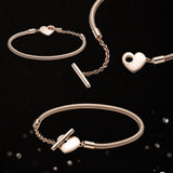 Moments Heart T-Bar Snake Chain Bracelet Original Silver Jewelry