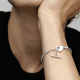 Moments Heart T-Bar Snake Chain Bracelet Original Silver Jewelry