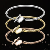 Moments Heart T-Bar Snake Chain Bracelet Original Silver Jewelry