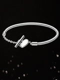 Moments Heart T-Bar Snake Chain Bracelet Original Silver Jewelry