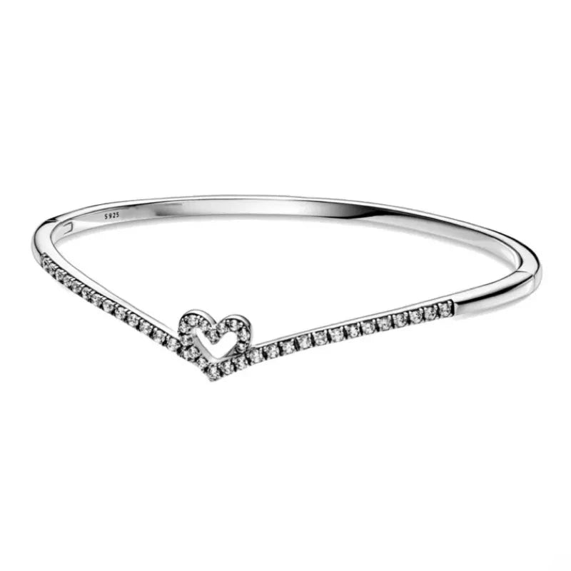 Moments Heart T-Bar Snake Chain Bracelet Silver 925 Real 100%