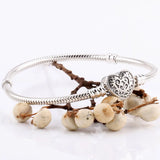 Heraldic Lace Heart Clasp Snake Bracelet 925 Silver Charm DIY Jewelry