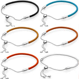 Leather Snake Chain Bracelet 925 Silver DIY Jewelry