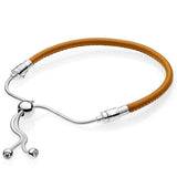 Leather Snake Chain Bracelet 925 Silver DIY Jewelry