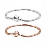 Moments Snake Chain Bracelet 925 Sterling Silver Fit European Charms