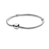 Snake Pave Heart Closure Silver 925 Bracelet