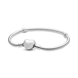 Snake Pave Heart Closure Silver 925 Bracelet