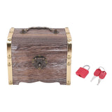 Money Lock Wooden Case Storage Box Treasure Jewelry Vintage with Keys