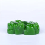 Money Pixiu Green Jade Pendant Necklace Chinese Hand-Carved Charm